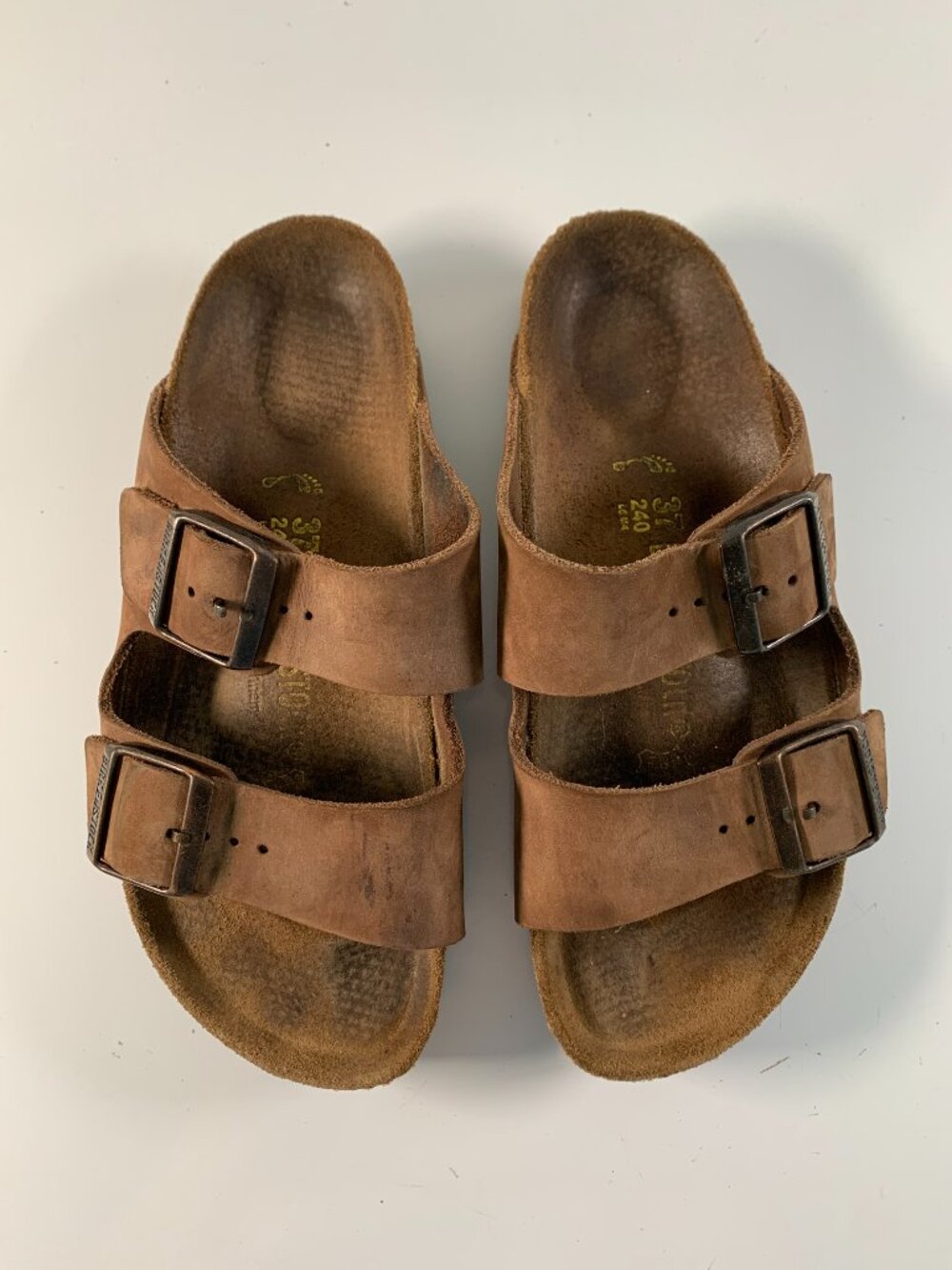 Birkenstock Women size 37 Cognac Arizona Suede Two Strap Buckle Sandals
